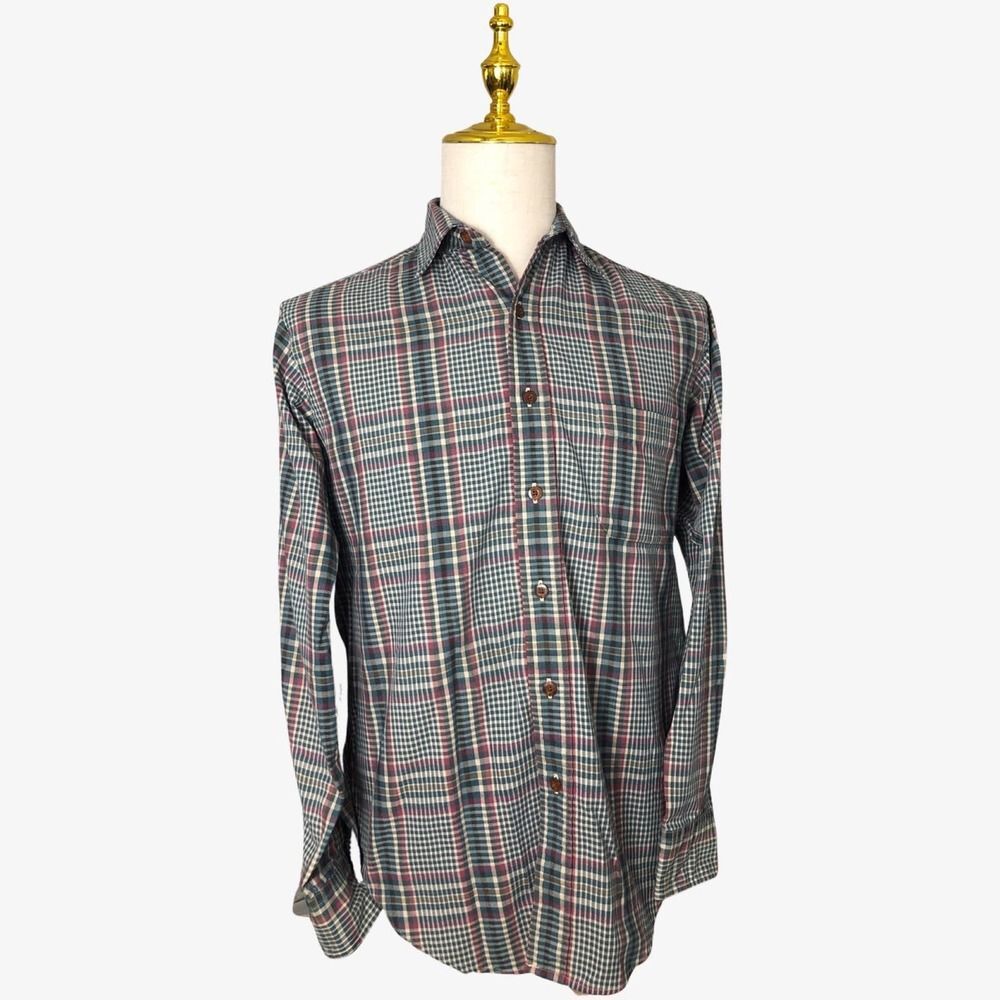 L.L. Bean Shirt S Reg Tartan Plaid Button Up Long Sleeve Cotton Polyester